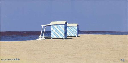Walter Lazzaro capanni di Forte dei Marmi, 1978 serigrafia materica su...