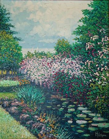 Michele Carpignano Primavera sul lago di Como olio su tela Dimensioni : cm....