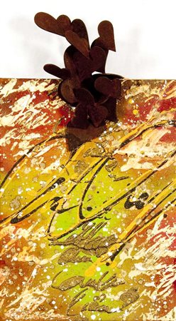 Davide Martinazzo Diritto d'amore, 2012 stucchi,chine,sabbia,foglia oror e...