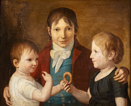 Artista neoclassico - Istitutore con due fanciulli