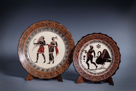 Due piatti in maiolica, Napoli secolo XIX