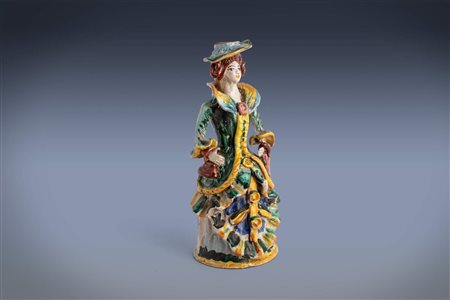 Scultura in ceramica raffigurante figura femminile, manifattura di Caltagirone, secolo XX
