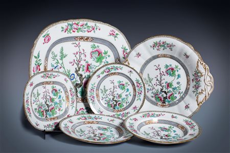 Servizio di piatti in porcellana, marchio New Stone, fine secolo XIX