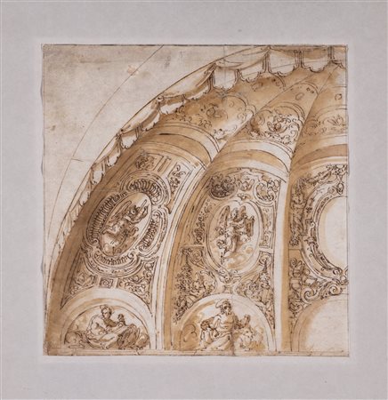 Scuola italiana, secolo XVII - Study for a dome