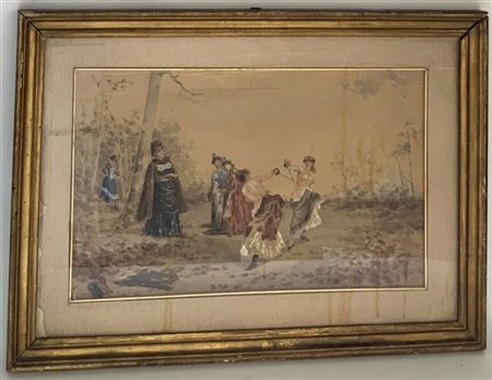 Da Emile Bayard (1837 - 1891) "Il duello" acquerello su carta (cm 30x48) Reca i