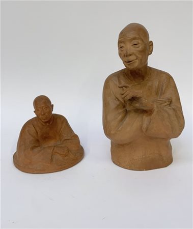 G. Hauchecorne "Figure orientali", due busti in terracotta, firmati e stampiglia