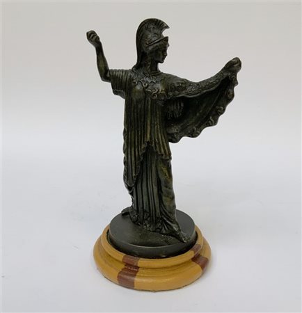 Ignoto, ''Minerva'', scultura in bronzo su base lignea (h cm 21) (difetti e man