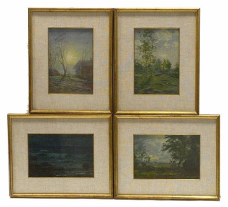 Carlo Costantino Tagliabue "Le quattro stagioni" quattro dipinti olio su compens