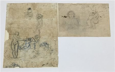 Cerchia di Giovanni Carnovali detto il Piccio, due disegni "Trionfo di Galatea,