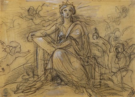Giovanni Duprè (attr) 

Figura femminile allegorica tra putti
Penna, inchiostro