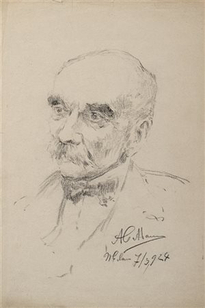 Lotto composto da due disegni:

Victor Russeau (1865-1954) - (attr.)
Ritratto d