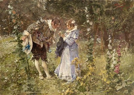 Riccardo Pellegrini "Convenevoli" 1914olio su cartone (cm 16,5x24)Firmato in a