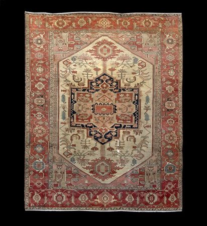 Tappeto Serapi, Persia seconda metà del secolo XIX. 
Decoro con grande medaglio