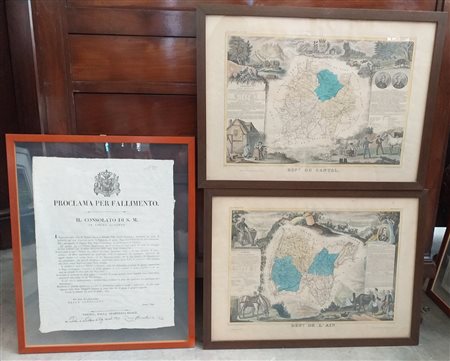 Lotto composto da una litografia raffigurante Veduta di Costantinopoli a volo d