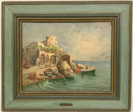 Fausto Pratella "Capri" olio su compensato (cm 35x43) Firmato in basso a destra.