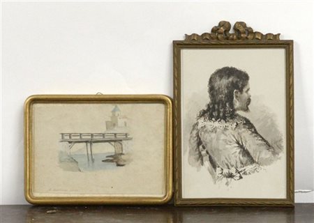 Lotto composto da un disegno firmato Mormiler e uno firmato Prosdocimi di sogge