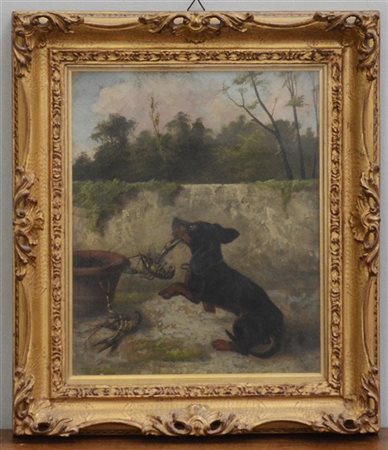 Michelangelo Meucci "Il gioco con le aragoste" 1903, olio su cartone pressato (c
