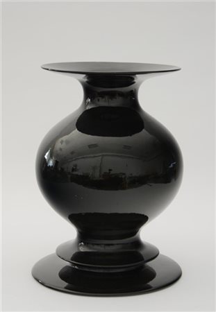 Vaso a balaustro in ceramica nera (h cm 41)(difetti)