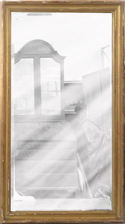 Specchiera rettangolare in legno dorato, secolo XIX (cm 190x113) (difetti e man