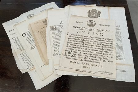 Lotto composto da dieci tra Grida e Circolari della fine del secolo XVIII, alcu