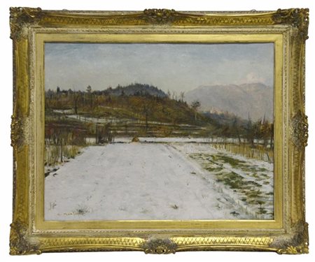 Umberto Montini "Paesaggio invernale" olio su tela (cm 70x90) Firmato in baso a