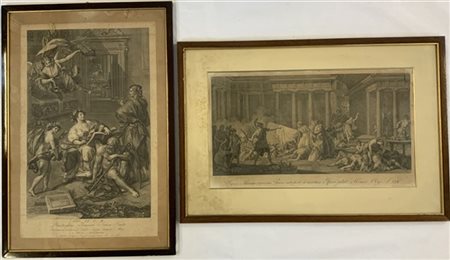 AA.VV. Lotto di due stampe monocrome raffiguranti una scena mitologica con Ulis