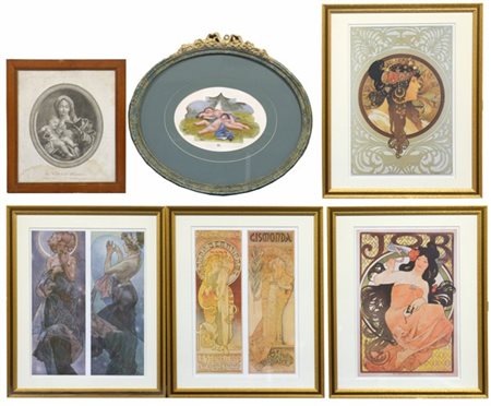 Lotto composto da sei tra stampe e incisioni di epoca e misura diversa (difetti