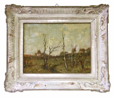 Lorenzo Gignous "Campagna " olio su masonite (cm 30x40) Firmato in basso a sinis