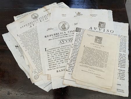 Lotto composto da dieci tra Grida e Circolari della fine del secolo XVIII, alcu