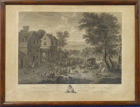 Incisione del sec XVIII di François Dequevauviller raffigurante una festa campe