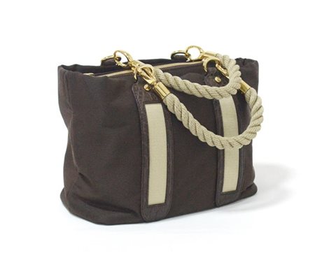 DONNA ELISSA
Borsa a due manici in tessuto e corda, dettagli in pelle e metallo