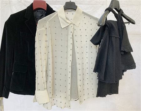 ERMANNO SCERVINO 
Lotto composto da una giacca in velluto nero, una camicia in