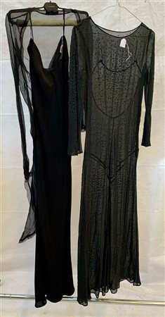 ERMANNO SCERVINO 
Lotto composto da 2 abiti lunghi neri, uno in chiffon con spa