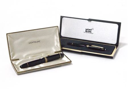 Lotto composto da due astucci contenenti penne Mont Blanc stilografiche di cui