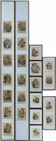 Da Boilly
Lotto composto da ventitre incisioni contenute in dieci cornici, misu