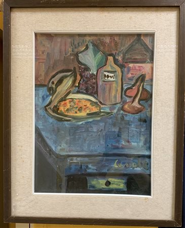 Carlo Caroli "Natura morta" olio su cartone telato (cm 40x30) Firmato in basso a