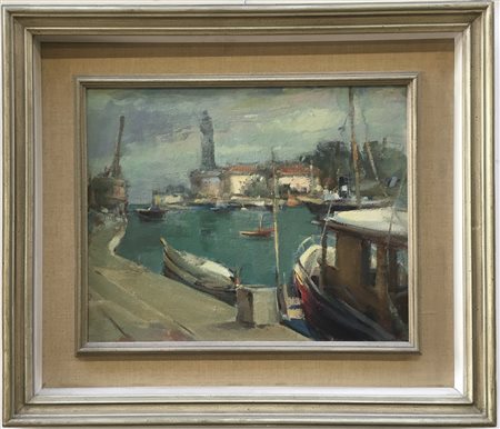 Giuseppe Carli "Porto di Rimini'' e ''Le case di Bertù ad Aglié'' due dipinti ad