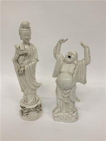 Lotto composto da budai e guanyin in porcellana Branc de Chine. Cina, sec. XX (