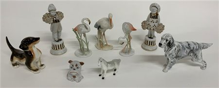 Manifatture diverse, 
Lotto composto da sette sculturine raffiguranti animali e