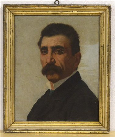 Ignoto del XIX/XX Secolo "Ritratto di gentiluomo con baffi" olio su tela (cm 43