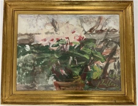 Guido Tallone "I miei ciclamini" '67, olio su tela (cm 60x80) Firmato e datato i