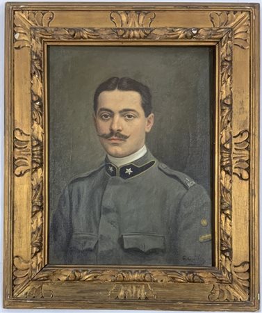 Giuseppe Giobbio "Ritratto maschile in uniforme" olio su tela (cm 65x50) Firmato