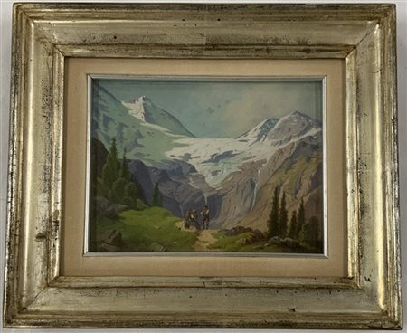 Ignoto austriaco del XIX Secolo "Il riposo" olio su tavola (cm 15x20) Al retro: