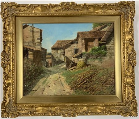 Ciro Sansone Mirabito "Strada di Ranco" olio su tela (cm 40x50) Firmato in basso