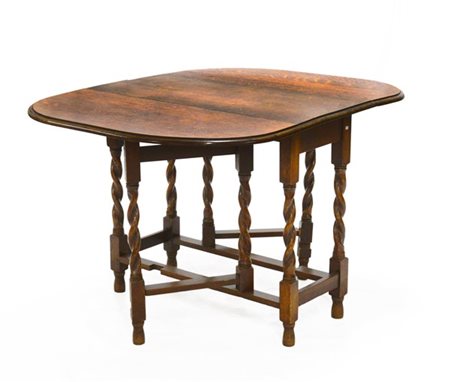 Tavolino ad alette con gambe a torciglione unite da traverse dritte, Inghilterr