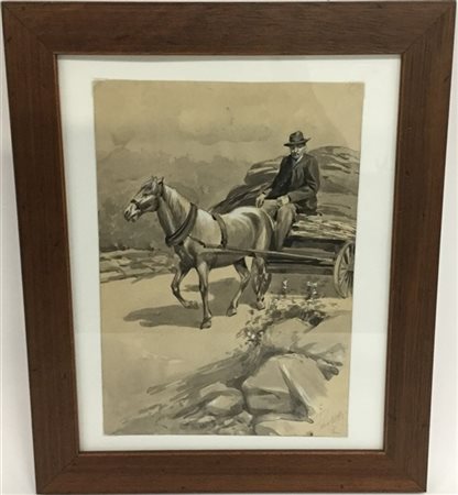 Rodolfo Paoletti "Il vecchio contadino" tecnica mista su carta (cm 26.5x18.5) Fi