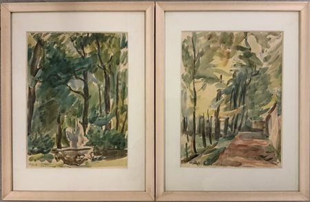 Alfredo Beltrame "Paesaggi" due acquerelli su carta (cm 30x23) Firmati e datati