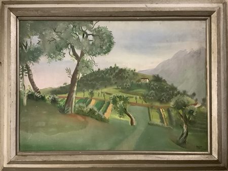 Pino Ponti "Paesaggio" 1936, olio su compensato (cm 39x55) Firmato e datato in b