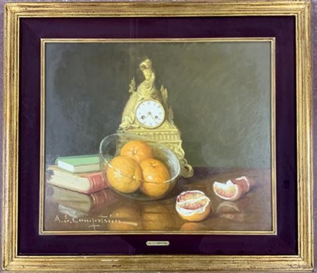 Ernesto Alcide Campestrini "Il tavolo della nonna" olio su masonite (cm 50x60) F