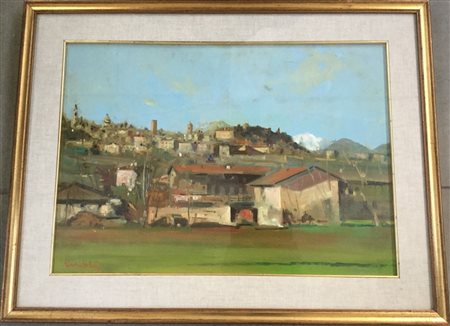 Firma indecifrata "Bergamo" olio su tela (cm 50x70) Firmato in basso a sinistra